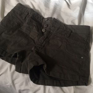 Olive denim shorts high waisted